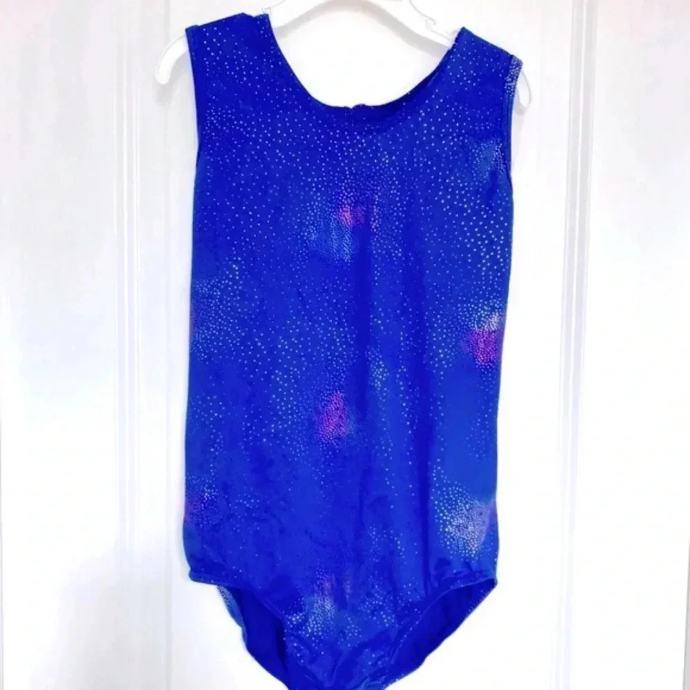 Girls Size 10 Sparkly Blue One Piece Swimsuit NWT Galaxy Print